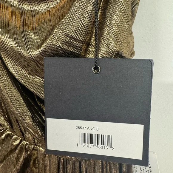 Mac Duggal Gold Asymmetrical Ruched Cocktail Gown - Picture 5 of 6